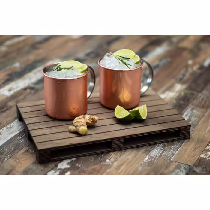 Moscow Mule - 2 x 500 ml Cocktail Cups, 27 cm Bar Spoon, 5cl Jigger & Black Lime Squeezer, food-safe, Cocktail Cup Set including Gift Box, (Polished Copper, 2 Pieces (1 Pack))