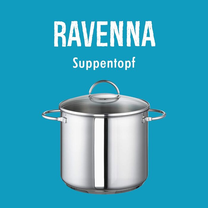 Каструля для супу Rohe Germany Ravenna, 9 л, 24 см, нержавіюча сталь, срібляста