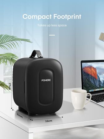 Міні-холодильник FOHERE 5 літрів: для косметики, напоїв, USB живлення, 220V/12V, для спальні, офісу, авто (чорний)