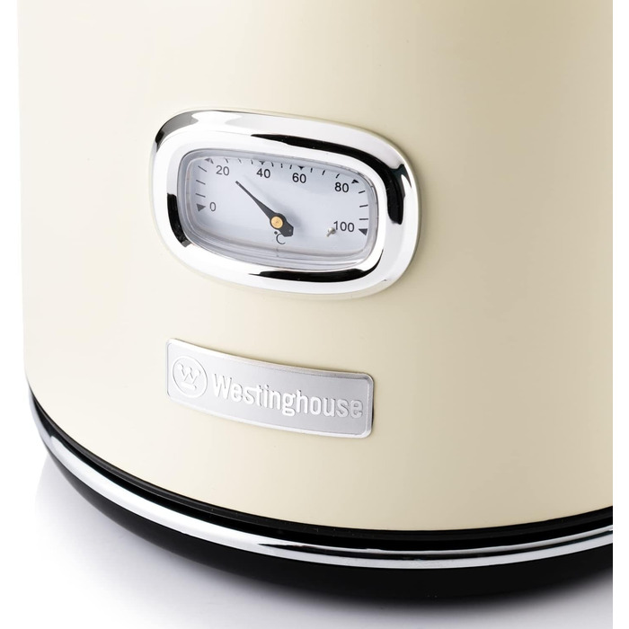 Електричний чайник Westinghouse Retro з регулюванням температури, індикатором рівня води, фільтром від накипу та захистом від перегріву, 1.7 л, білий
