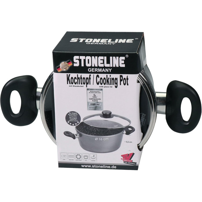 Каструля STONELINE з антипригарним покриттям з каменю, 4.5 л, для всіх типів плит, включаючи індукцію, сумісна з духовкою, сірий колір (16 см)