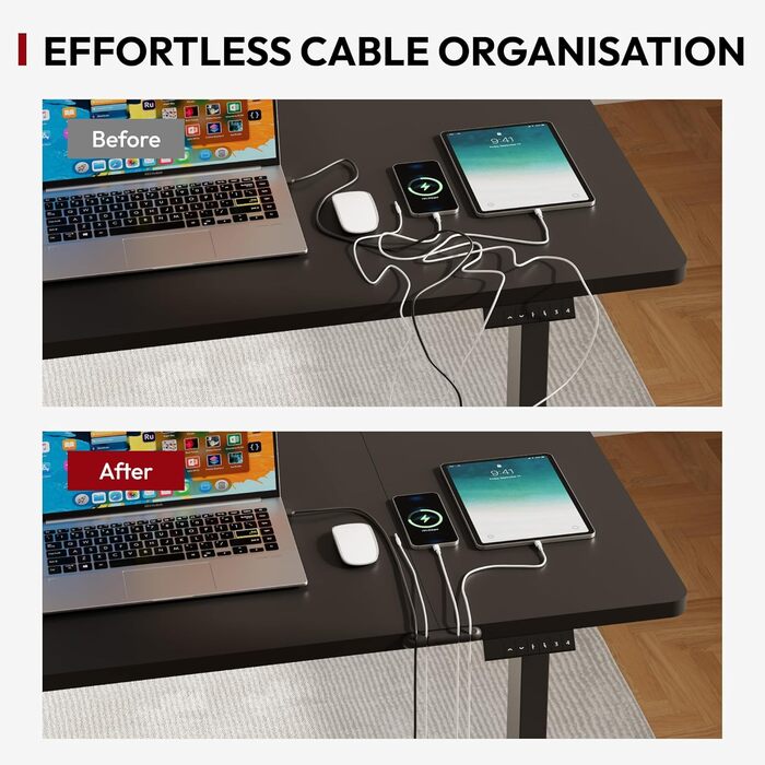 SANODESK Electric Standing Desk with Memory - 120x60cm White & Black