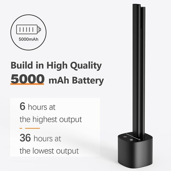 LED лампа настільна Hapfish з торшетом, акумуляторна, торшер для дому, офісу та вулиці (чорна)