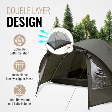 Намет Wanderfalke 2-4 особи, водонепроникний 4000 мм, двошаровий, легкий, сімейний, для кемпінгу, риболовлі та подорожей CAMP 4