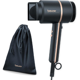Фен Beurer HC 35 з іонізацією, чорний: потужний, з насадкою, LED-дисплей, для блискучого волосся