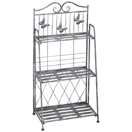 Outsunny Plant Shelf, Plant Stand, Flower Shelf, Flower Stand, Flower Ladder, Garden Shelf, 3 Tiers, Metal, Silver Gray, 44 x 25 x 96 cm