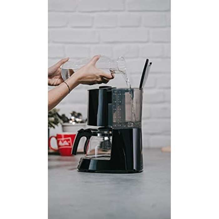 Кавомашина Melitta Enjoy Top з таймером, 10 чашок, чорний колір, скляна колба, функція Tropfstopp