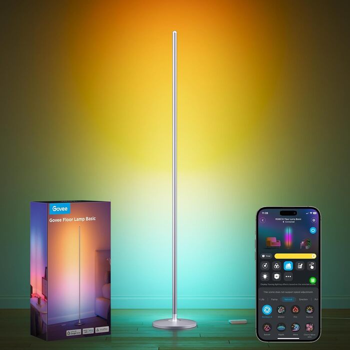 Govee LED-лампа RGBIC для дому, з Wi-Fi, димування, сумісна з Alexa та Google Assistant, 16 мільйонів кольорів, 58 режимів, музичний режим, DIY для ігор та сну (срібна, 1 шт.)