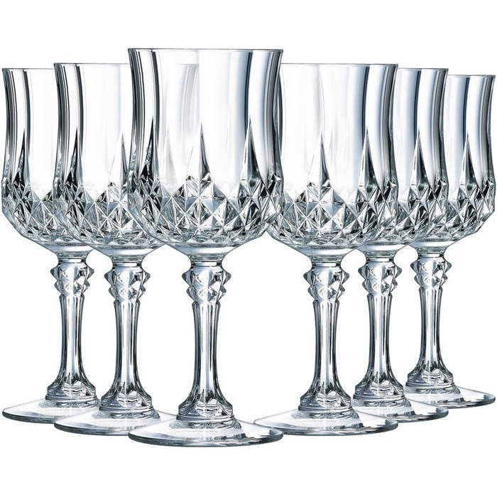 Cristal d'Arques Paris Longchamp - Wine Glass 170ml - Set of 6 - made of Kwarx - reinforced packaging - Shine, transparency, and high resistance