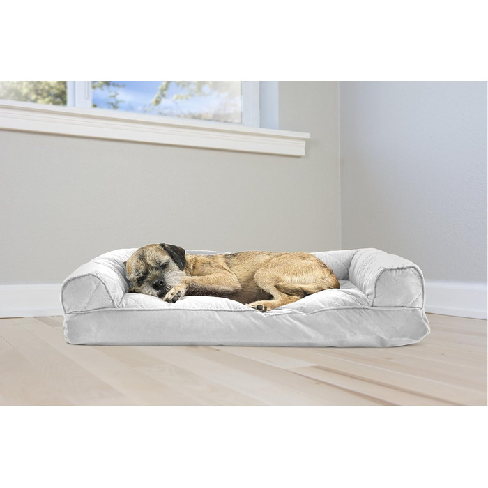 Крісло-ліжко для собак Furhaven з подушкою, XL, сірий діамантовий, знімні валики, зручне диван, знімний чохол, 76x51x16 см