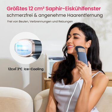 Пристрій для епіляції IPL, 25J, трипульсний лазер, для жінок та чоловіків, безболісна технологія охолодження сапфіром, довготривалий ефект для бікіні, ніг, пахв та тіла (темно-синій)