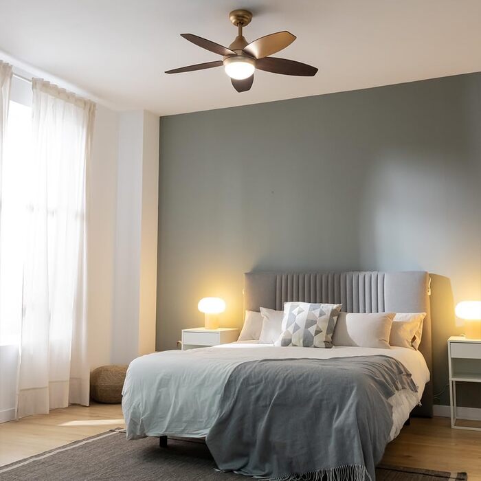 Стеляний вентилятор Cecotec EnergySilence Aero 495 з підсвічуванням, 55 Вт, діаметр 42 дюйми, 5 лопатей, LED, пульт, таймер 8 год, 3 швидкості (золотий, темно-золотий)