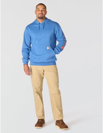 Чоловічий худі Carhartt Midweight з логотипом на рукаві, темно-блакитний (Dark Tranquil Blue Heather), розмір M
