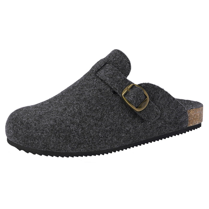 Домашні тапочки Dokela для жінок та чоловіків: зимові клоги з підкладкою, утеплені фетрові тапочки, тепле устілка з корку, зручні шкіряні шльопанці, антиковзаючі, замкнені (42 EU, темно-сірий)