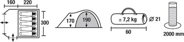 High Peak Dome Tent Tessin 5, camping tent with vestibule, 2 entrances, family tent for 5 people, extra high entrance, double-walled
