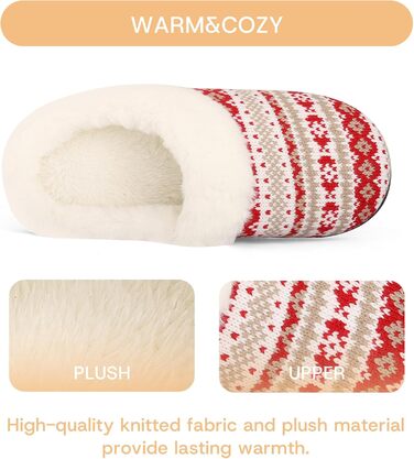 Тапочки жіночі зимові теплі з підкладкою з Memory Foam, плюшеві, м'які, антиковзні (42/43 EU, Червоні)