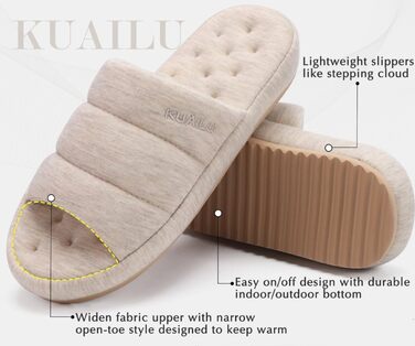 Чоловічі домашні тапочки KuaiLu: стильні, з м'якою устілкою з піною Memory Foam, для дому та вулиці (Бежевий, 49 EU)