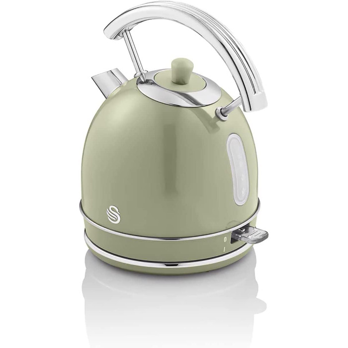 Swan Retro Electric Kettle - 1.8L, Vintage Design, Automatic Shut-Off, Cordless, BPA-Free Stainless Steel, 3000W, Green