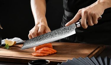 Ніж кухарський FANTECK Kiritsuke Damast 24 см, сталь VG-10 (67 шарів), рукоять Pakkawood, в подарунковій коробці