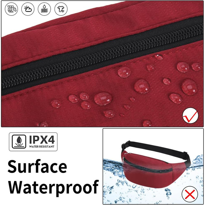 Спортивна поясна сумка на пояс, водонепроникна, для жінок та чоловіків, нейлон, для туризму, бігу, собак, червона