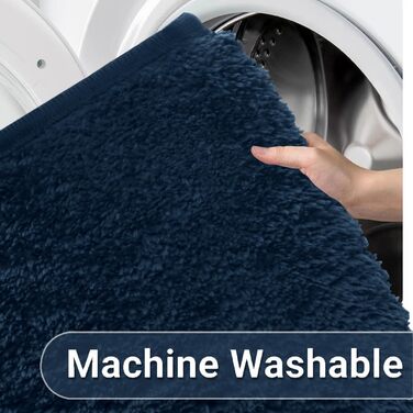 Килим з мікрофібри 120x170 см - килим з коротким ворсом, який можна прати, для вітальні та спальні, м'який, пухнастий, з сучасним однотонним дизайном, антрацитовий (темно-синій, 50x120 см (прямокутний))