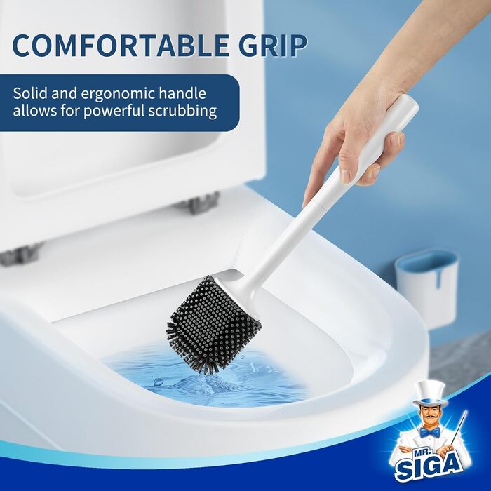 Настінна щітка для туалету Mr.Siga з тримачем, без свердління, біла