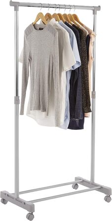 Premier Housewares Clothes Rail with Wheels, Chrome, Plastic, Grey, 43x80x152