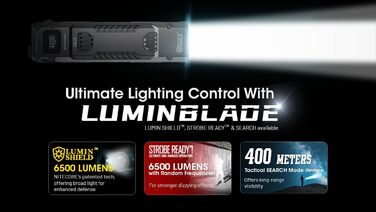 Ліхтарик Nitecore EDC29 Luminblade – тактичний USB-ліхтар, надяскравий 6500 люмен, до 61 години роботи