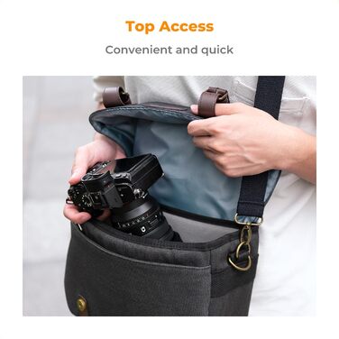 Сумка для камери K&F Concept: фотосумка для дзеркальної/DSLR камери, сумка для фотографа з відділеннями для об'єктивів та аксесуарів (чорно-коричнева)