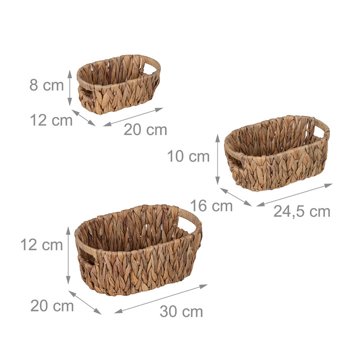 Relaxdays Oval Storage Baskets, 3-Piece Set