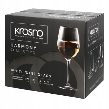 Келихи для білого вина Krosno HARMONY, прозорі, 370 мл, 6 шт.