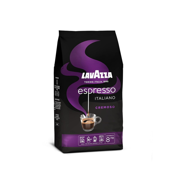Кава в зернах Lavazza Cremoso, суміш Арабіки та Робусти, середній обсмал, ноти какао та спецій, інтенсивність 8/10, 1 кг