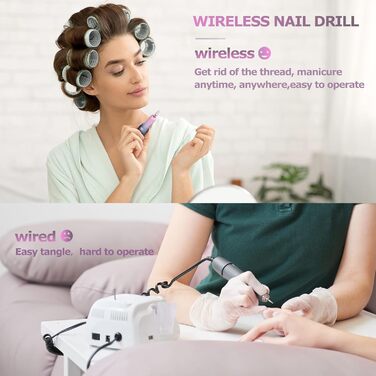 Електричний набір для манікюру та педикюру Nagelfräser: набір для шліфування, полірування та видалення гель-лаку, USB, 30000 об/хв, 3 швидкості, LCD-дисплей, сірий та рожевий