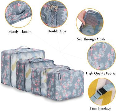 Набір органайзерів для валізи BAGAIL (8 шт.) - Кубики для пакування, набір для подорожей, колір: фламінго