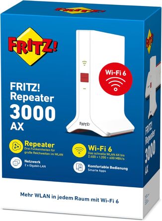 FRITZ!Repeater 3000 AX - Wi-Fi 6 репітер з трьома радіомодулями (до 4200 Мбіт/с)