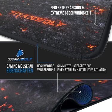 Килимок для миші TITANWOLF Lava 900x400 мм - XXL, великий, покращена точність та швидкість