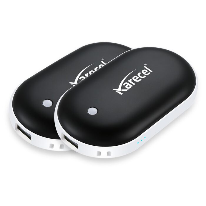 Електричний грієчка для рук Karecel 2 шт., 10400mAh, Powerbank, двосторонній нагрів, для чоловіків та жінок, чорний