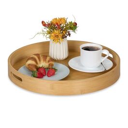 Relaxdays Round Bamboo Tray