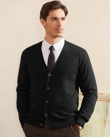 Чоловічий кардиган Kallspin з вовняної суміші, чорний, XL