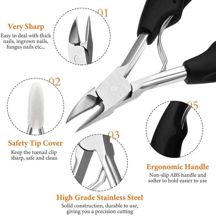 Набір професійних кусачок для нігтів Nagel з нержавіючої сталі для товстих нігтів та пальців, гострі ножиці для манікюру для літніх людей та чоловіків/жінок