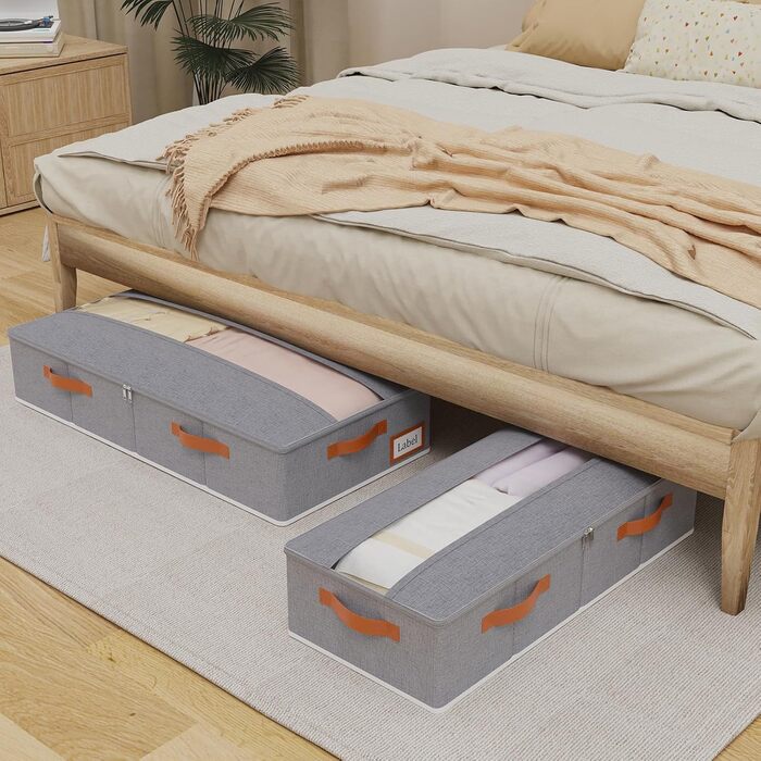 Підліжкові комоди Yawinhe (2 шт.) з прозорим кришкою, сірі, 80x40x15 см - органайзери для зберігання під ліжком