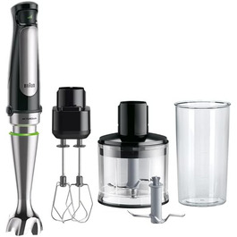 Блендер Braun MultiQuick 7 MQ7035XBI, 1000 Вт, 4 насадки, 600 мл, подрібнювач 500 мл, без BPA, чорний, стійкий до миття в посудомийній машині
