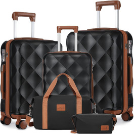Набір валіз Sea Choice: 5 валіз, 4 колеса, TSA-замок, чорний. Розміри: 55/65/76 см