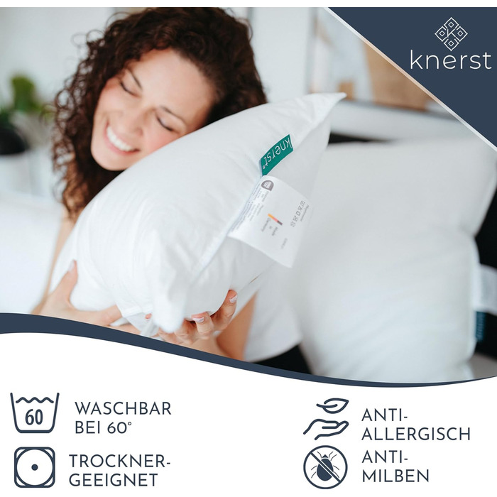 KNERST® Pillow 40x60 cm Made in Germany - Head pillow 40 x 60 against neck pain & tension - Bed pillow for healthy & restful sleep - Öko-Tex - Pillow - Cushion - Sleeping pillow