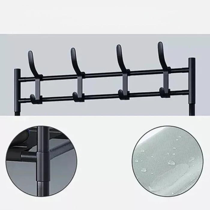 Relaxdays Coat Rack with 4 Shelves - Black