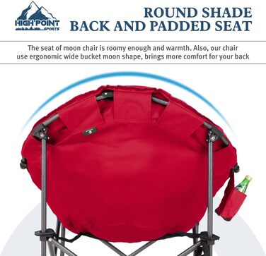 Крісло для кемпінгу High Point Sports Moon XXL: широке, складне, до 150 кг, червоне