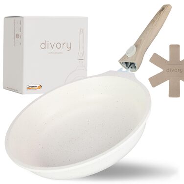 Сковорідка Brat з антипригарним покриттям, знімною ручкою, для всіх плит (індукція) + захисні підкладки з повсті, без PFOA/PFOS