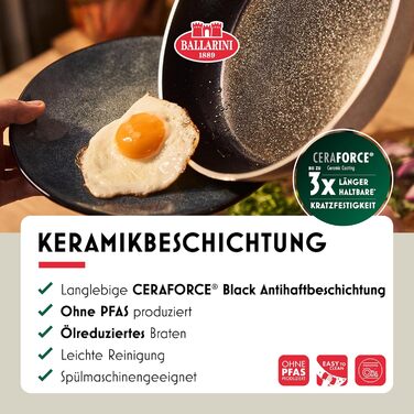 Набір сковорідок BALLARINI Ledro (24 см + 28 см), алюміній, бежевий, індукційні, з антипригарним покриттям Keramik, Thermopoint, Made in Italy