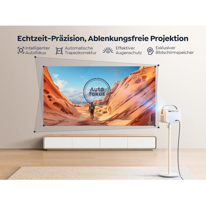 YABER V12 проєктор 4K: Full HD, WiFi6, Bluetooth 5.2, автофокус, 60Hz, 20W Dolby, для дому та на вулицю, 50% Zoom