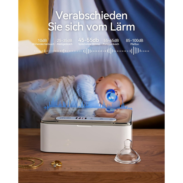 Ультразвуковий очисник Phniti 47 кГц: для окулярів, ювелірних виробів, зубних протезів. 3 режими, портативний, 330 мл, білий